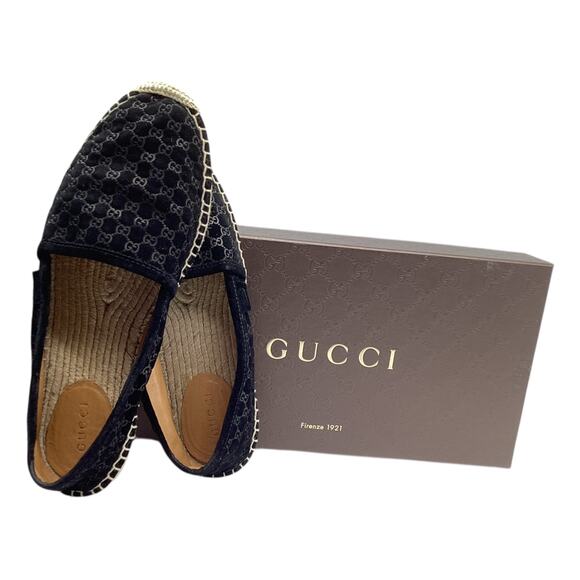 Gucci Slip-On’s Women’s Size 8 GG Monogram Suede Espadrilles in Black - Picture 1 of 5
